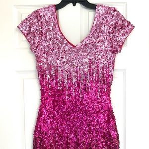 GLAMOROUS Pink Sequin Bodycon Mini Dress Size Small